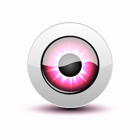 Pink eye icon with shadow on white, vector illustration, eps10 Fotografie stock - Microstock e Abbonamento, Codice: 400-05927978
