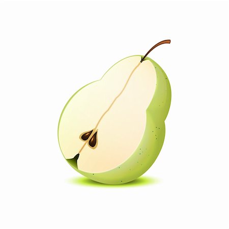 simsearch:400-06076486,k - Isolated realistic half of the pear on white, vector illustration, eps10 Foto de stock - Royalty-Free Super Valor e Assinatura, Número: 400-05927997