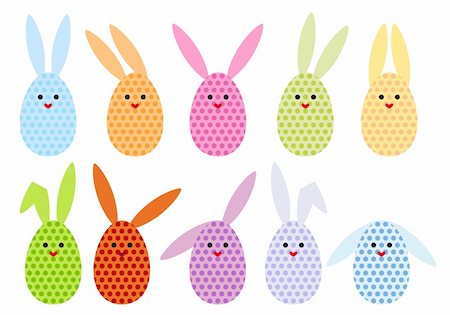 easter rabbit vector - set of colorful easter egg bunnies, vector illustration Stock Photo - Budget Royalty-Free & Subscription, Code: 400-05928233