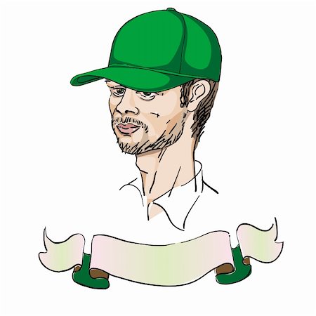 fashion clip art for brands - portrait of a man with a cap, doodles over white Stock Photo - Budget Royalty-Free & Subscription, Code: 400-05928260