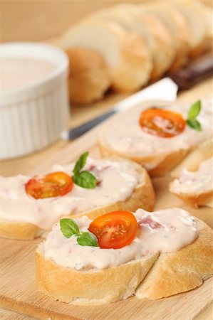 simsearch:400-08014878,k - Healthy sandwiches with delicious tomato spread. Shallow dof Stock Photo - Budget Royalty-Free & Subscription, Code: 400-05928315