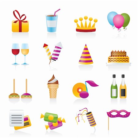 birthday and party icons - vector icon set Stock Photo - Budget Royalty-Free & Subscription, Code: 400-05928325