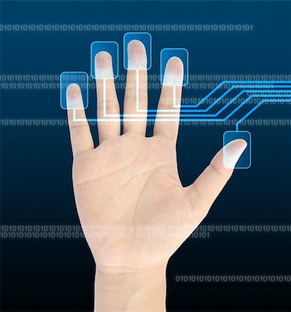 data security screens - scanning of a finger on a touch screen interface Stock Photo - Budget Royalty-Free & Subscription, Code: 400-05928758
