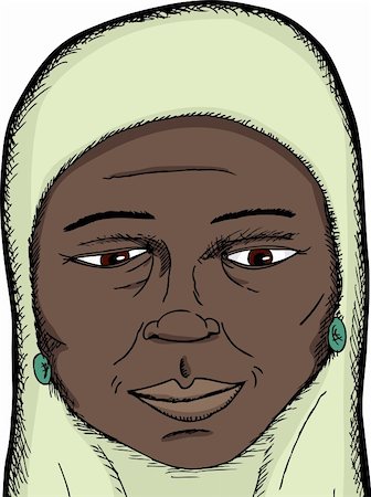 earring drawing - Smiling dark skinned middle-aged Muslim woman close-up Photographie de stock - Aubaine LD & Abonnement, Code: 400-05928761