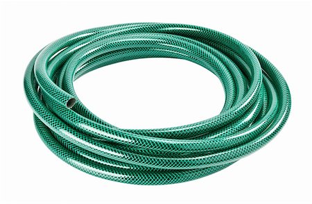Green coiled rubber hose isolated on white Stock Photo - Budget Royalty-Free & Subscription, Code: 400-05928821