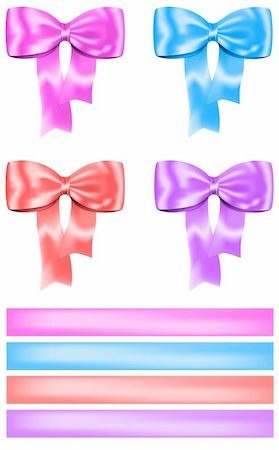 simsearch:400-06199913,k - Colorful bow and ribbon set for gifts, cards, boxes and decorations. Vector illustration Stock Photo - Budget Royalty-Free & Subscription, Code: 400-05928834