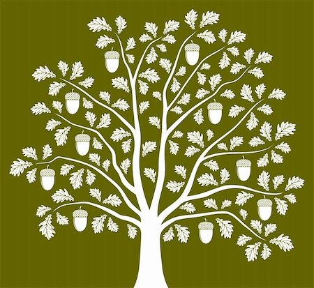 vector oak tree on green background, Adobe Illustrator 8 format Stock Photo - Budget Royalty-Free & Subscription, Code: 400-05928852
