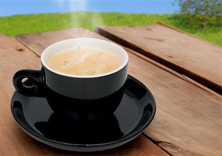 Espresso Coffee on Wooden Table - Outdoors Stock Photo - Budget Royalty-Free & Subscription, Code: 400-05920032