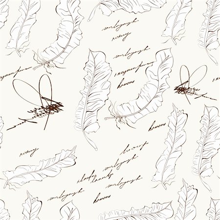 quill - Seamless pattern with feather Stock Photo - Budget Royalty-Free & Subscription, Code: 400-05920048