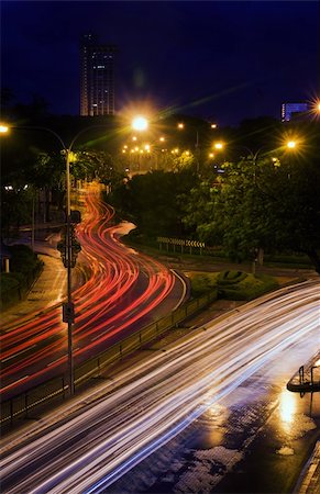 streaking car lights at night in malaysia Stock Photo - Budget Royalty-Free & Subscription, Code: 400-05920085