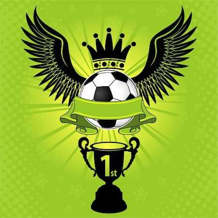 Soccer Balls with Wings, Crown and Cup, vector illustration Stock Photo - Budget Royalty-Free & Subscription, Code: 400-05920217