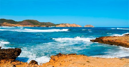 view of Binimela coast and Es Pla Vermell in Menorca, Balearic Islands, Spain Stock Photo - Budget Royalty-Free & Subscription, Code: 400-05920252