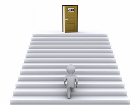 simsearch:400-04029058,k - 3d person climbing stairs that have a door on top of them Stock Photo - Budget Royalty-Free & Subscription, Code: 400-05920331