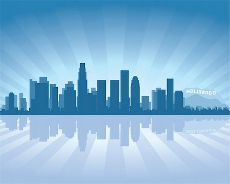 eiskratzer - Los Angeles skyline with reflection in water Stockbilder - Microstock & Abonnement, Bildnummer: 400-05920376