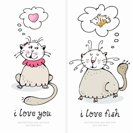 Vector illustration cats in love greeting card Photographie de stock - Aubaine LD & Abonnement, Code: 400-05920398