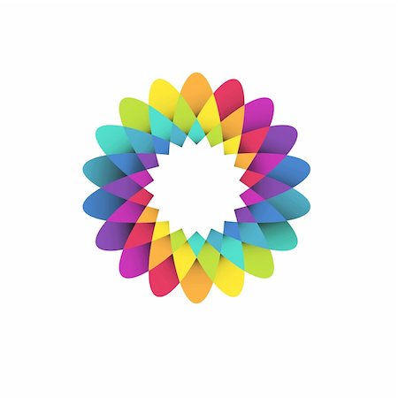 rainbow stars - vector illustration of abstract geometric rainbow flower logo Stock Photo - Budget Royalty-Free & Subscription, Code: 400-05920392