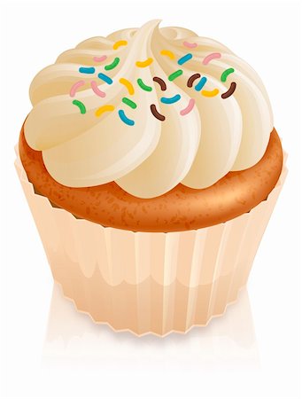 simsearch:400-05927881,k - Illustration of a fairy cake cupcake with multicoloured sprinkles Stock Photo - Budget Royalty-Free & Subscription, Code: 400-05920418