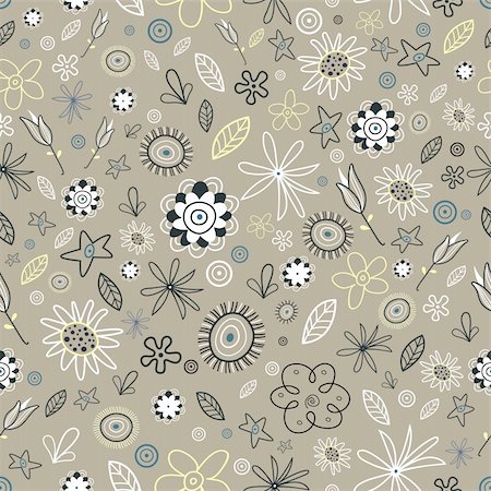 Seamless fine floral pattern on a brown background Stock Photo - Budget Royalty-Free & Subscription, Code: 400-05920464
