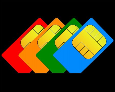 colorful sim card on a black background Photographie de stock - Aubaine LD & Abonnement, Code: 400-05920487