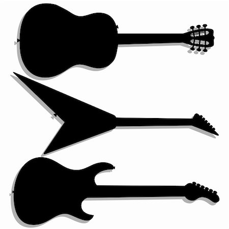 shadow acoustic guitar - Illustration guitar silhouette on a white background. Stock Photo - Budget Royalty-Free & Subscription, Code: 400-05920513