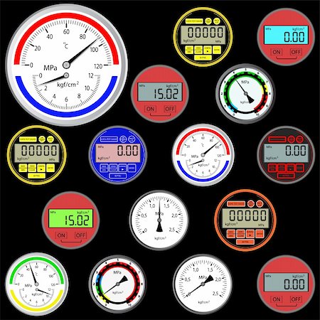 vector set of switches  and digital manometers Stock Photo - Budget Royalty-Free & Subscription, Code: 400-05920534