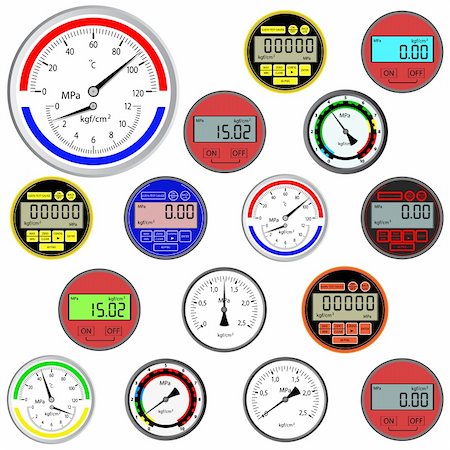 vector set of switches  and digital manometers Stock Photo - Budget Royalty-Free & Subscription, Code: 400-05920533