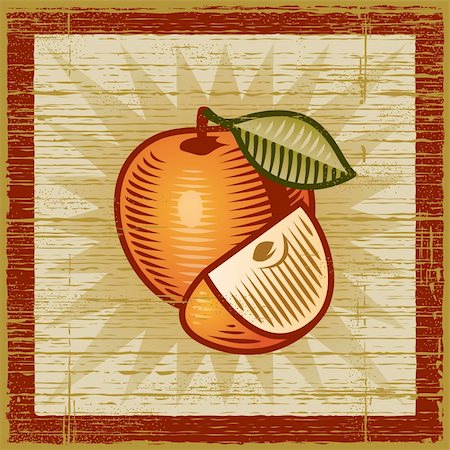 food antique illustrations - Retro apple with a slice on wooden background. Vector illustration in woodcut style. Stock Photo - Budget Royalty-Free & Subscription, Code: 400-05920654