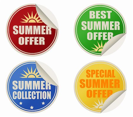 simsearch:400-05919545,k - Stickers set with text best summer offers, vector illustration Stock Photo - Budget Royalty-Free & Subscription, Code: 400-05920715