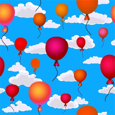 simsearch:400-09092400,k - red balloons flying up in the sky seamless background Stock Photo - Budget Royalty-Free & Subscription, Code: 400-05920788