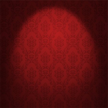 faberfoto (artist) - Red damask wallpaper illuminated from a spotlight. Stock Photo - Budget Royalty-Free & Subscription, Code: 400-05920881