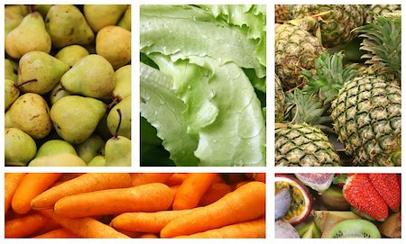 fiber rich foods - Fruits and Vegetables Variety and Choice Collage Photographie de stock - Aubaine LD & Abonnement, Code: 400-05920915