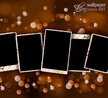 simsearch:400-05903130,k - Antique distressed photoframes with old dirty look on a vintage glitter wallpaper. Shadows are transparent. Stock Photo - Budget Royalty-Free & Subscription, Code: 400-05920957