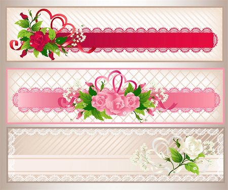 Beautiful retro rose banners set with lace elements. Photographie de stock - Aubaine LD & Abonnement, Code: 400-05922896