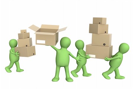 simsearch:400-04557469,k - Four puppets with boxes. Isolated over white Stock Photo - Budget Royalty-Free & Subscription, Code: 400-05922946