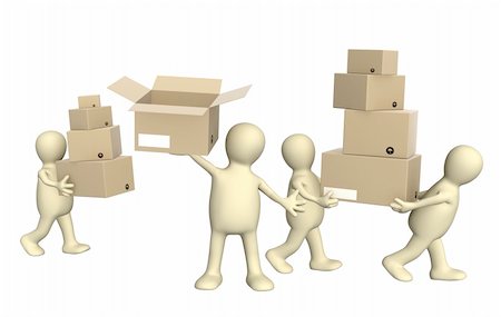 simsearch:400-06093764,k - Four puppets with boxes. Isolated over white Photographie de stock - Aubaine LD & Abonnement, Code: 400-05922947