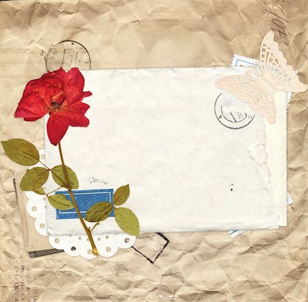 simsearch:400-06798713,k - Old envelope and dry pose for scrapbooking design Photographie de stock - Aubaine LD & Abonnement, Code: 400-05922950