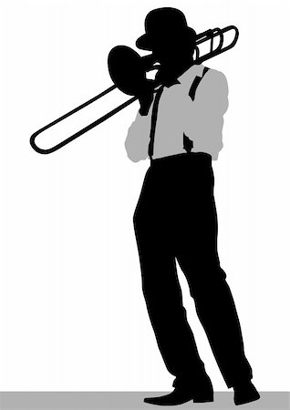 simsearch:400-04564484,k - Vector drawing of a man with trumpet on stage Foto de stock - Super Valor sin royalties y Suscripción, Código: 400-05923164