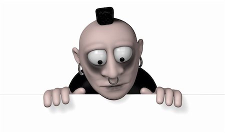gothic cartoon figure and blank white board - 3d illustration Stock Photo - Budget Royalty-Free & Subscription, Code: 400-05923906