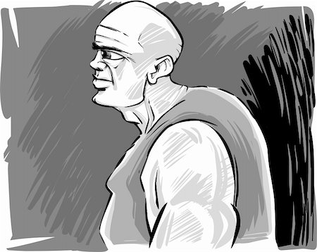 simsearch:400-04722985,k - sketch caricature illustration of muscular bald man Fotografie stock - Microstock e Abbonamento, Codice: 400-05923959