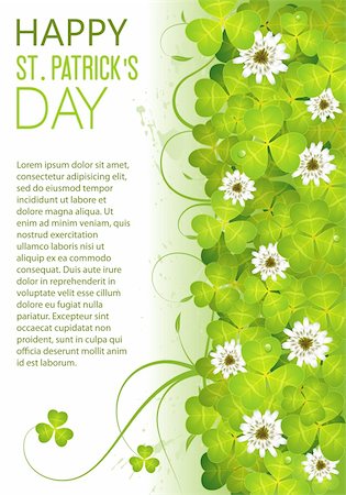 St. Patrick's Day Frame with Clover Leaf and Flower, vector illustration Stock Photo - Budget Royalty-Free & Subscription, Code: 400-05923998