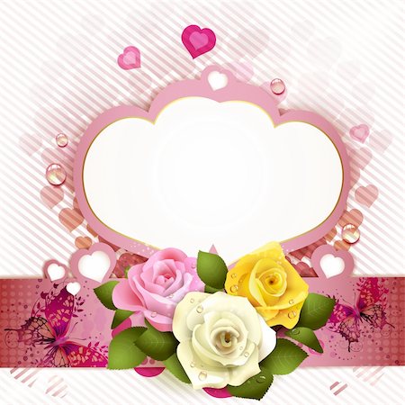 rose butterfly illustration - Background with butterflies, hearts and roses for Valentine's day Stock Photo - Budget Royalty-Free & Subscription, Code: 400-05934656