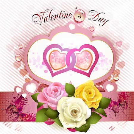rose butterfly illustration - Valentine's day card with roses and butterflies Stock Photo - Budget Royalty-Free & Subscription, Code: 400-05934659