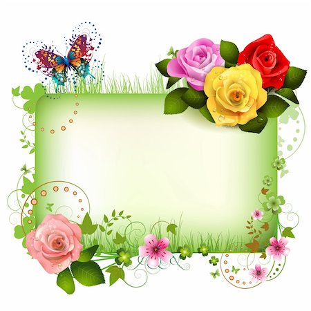 rose butterfly illustration - Banner with flowers and butterflies Stock Photo - Budget Royalty-Free & Subscription, Code: 400-05934652