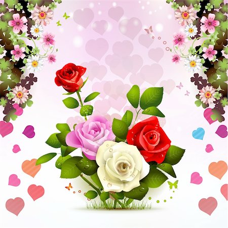 rose butterfly illustration - Valentine's day card with roses Stock Photo - Budget Royalty-Free & Subscription, Code: 400-05934653