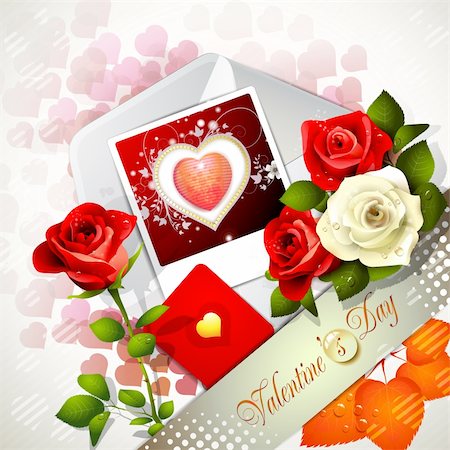 simsearch:400-06082408,k - Valentine's day card with flowers and photo Fotografie stock - Microstock e Abbonamento, Codice: 400-05934668