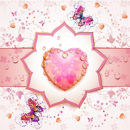 simsearch:400-06082408,k - Valentine's day card with butterflies and roses Fotografie stock - Microstock e Abbonamento, Codice: 400-05934687