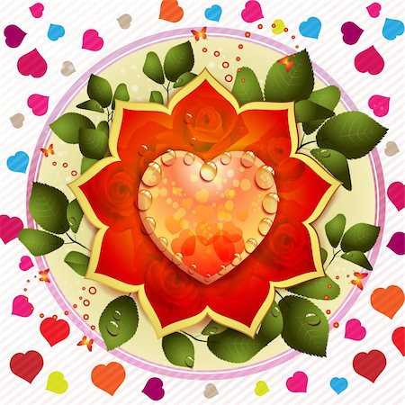 simsearch:400-05894205,k - Valentine's day card with butterflies and roses Stock Photo - Budget Royalty-Free & Subscription, Code: 400-05934691