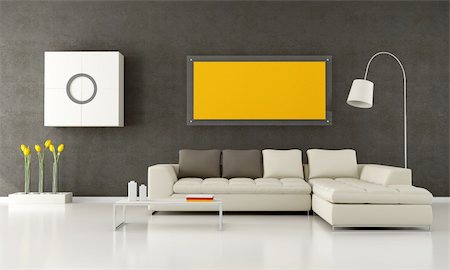 simsearch:400-05946922,k - Brown and beige  livingroom - rendering Photographie de stock - Aubaine LD & Abonnement, Code: 400-05939149