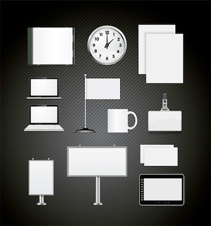 Set of corporate identity templates vector illustration on black Stock Photo - Budget Royalty-Free & Subscription, Code: 400-05939236