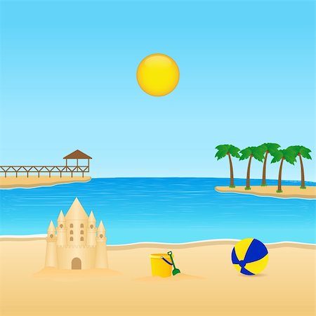 Beautiful tropical landscape with sandcastle Stock Photo - Budget Royalty-Free & Subscription, Code: 400-05939320